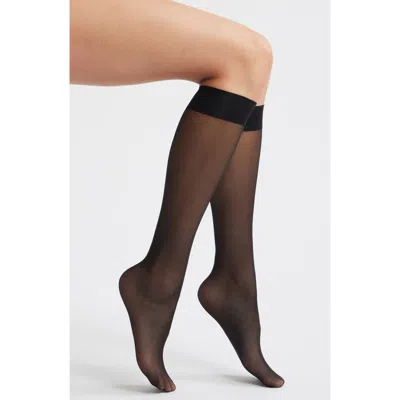 Hue Sheer Knee High Socks In Black