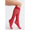 Hue Sheer Knee High Socks In Red