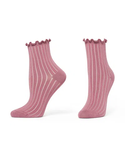 Hue Sheer Rib Anklet Socks In Pink