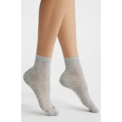 Hue Sheer Rib Crew Socks In Gray