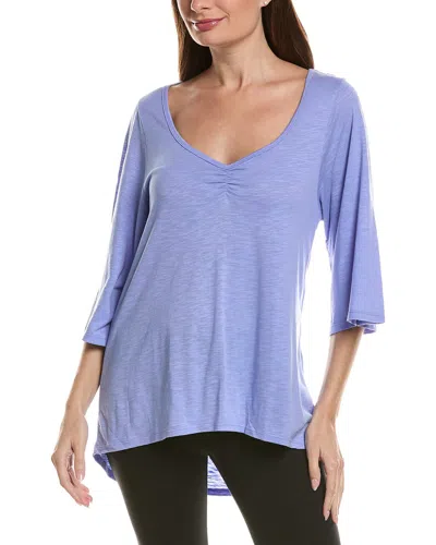 Hue Shirred Bell-sleeve Pajama T-shirt In Blue