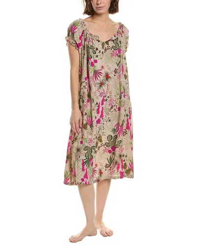 Hue Shirred Lounge Midi Sleepshirt In Gray