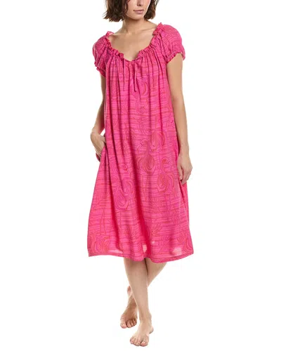 Hue Shirred Lounge Midi Sleepshirt In Pink
