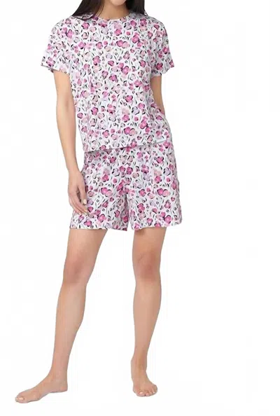 Hue Short Sleeve Boxer Pajama Set In Bright White In Multi