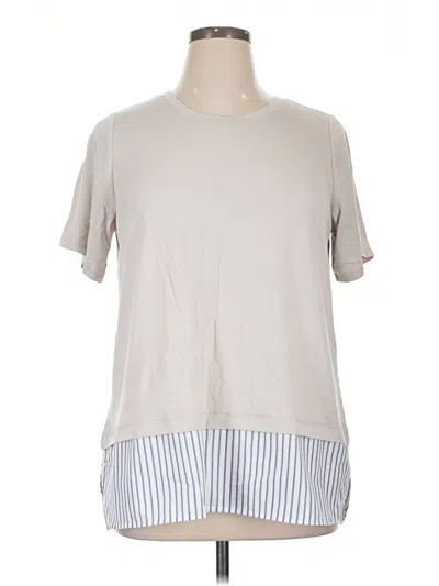 Pre-owned Hue Short Sleeve Top Gray Mock Neckline Tops