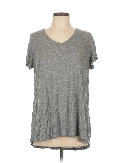 Pre-owned Hue Short Sleeve Top Gray V Neck Tops