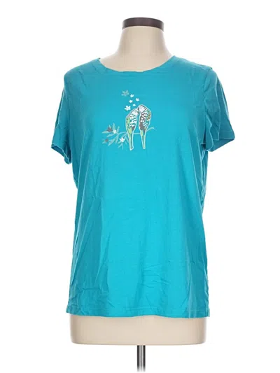 Pre-owned Hue Short Sleeve T-shirt In Teal