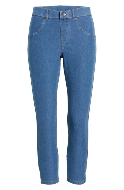 Hue Side Slit Pull-on Denim Capri Leggings In Medium Wash