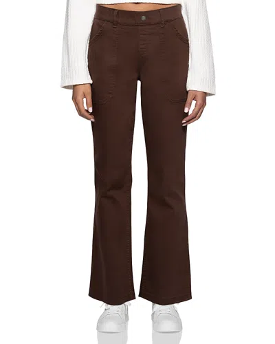 Hue Soft Canvas Utility Pants In Brown