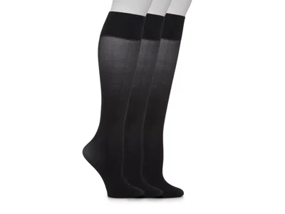 Hue Soft Opaque Knee Socks 3 Pack In Black