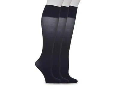 Hue Soft Opaque Knee Socks 3 Pack In Blue