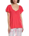 Hue Solid Shirred Pajama T-shirt In Red