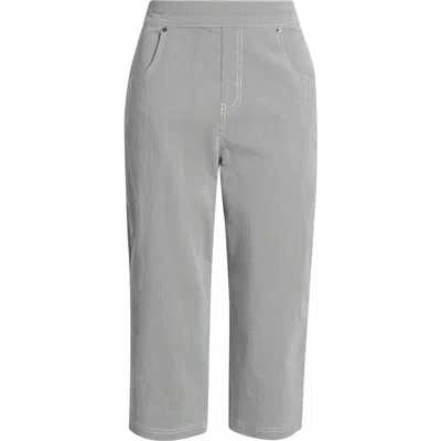 Hue Spring Stripe Petal Pusher Capri Pants In Blue