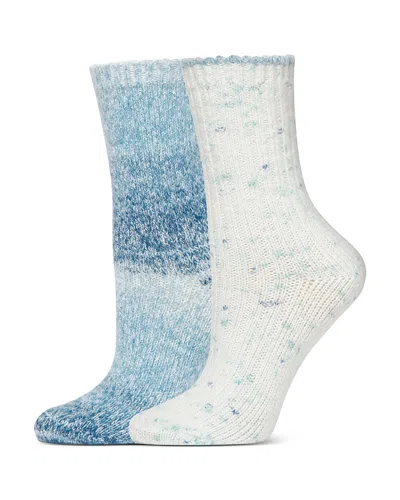 Hue Striped Tweed Cozy Crew Sock, Pack Of 2 In Blue
