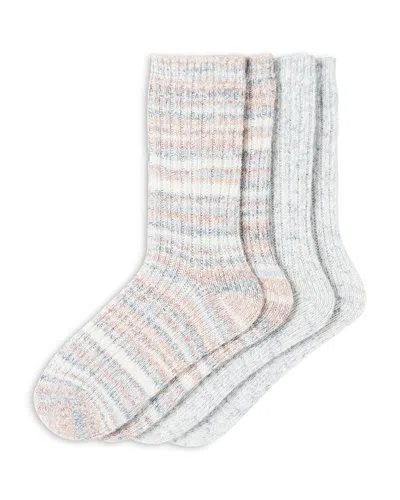 Hue Striped Tweed Cozy Crew Socks, Pack Of 2 In Neutral Stripe Pack
