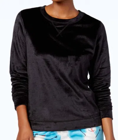 Hue Sueded Fleece Pajama Top In Black