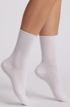 Hue Superlite Cotton Blend Crew Socks In White