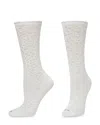 Hue Textured Animal Crew Socks In White