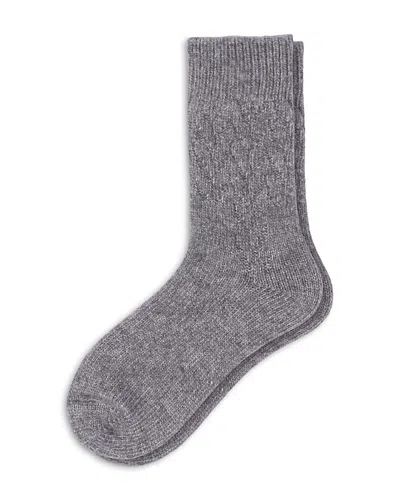 Hue Textured Cable Crew Socks In Gray