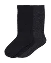 Hue Textured Crew Socks, 2-pack In Black