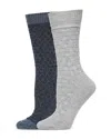 Hue Assorted 2-pack Textured Crew Socks In Blue