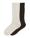 Hue Assorted 2-pack Textured Crew Socks In Oatmeal