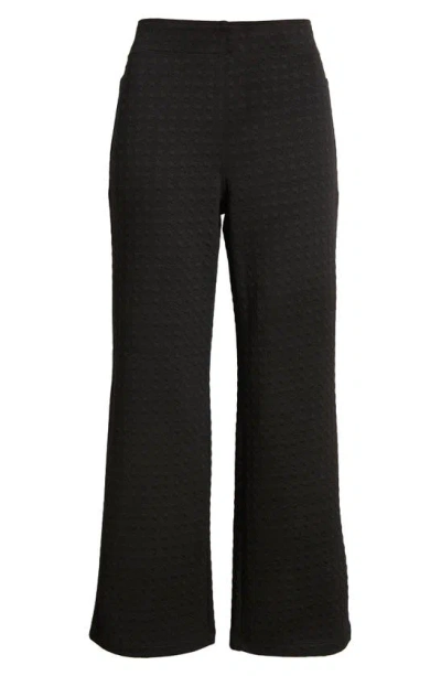 Hue Textured Crop Flare Ponte Knit Pants In Black