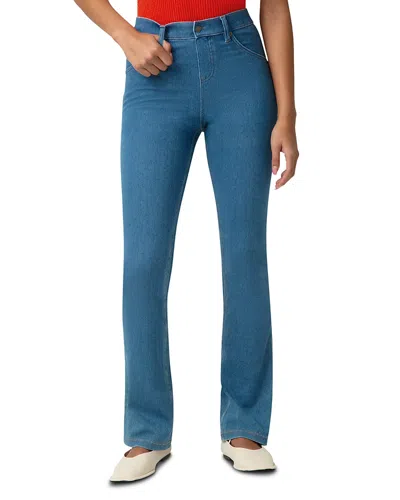 Hue Ultra Soft High Rise Denim Baby Bootcut Leggings In Blue