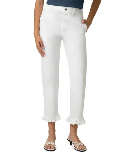 Hue Ultra Soft Ruffled Denim Skimmer Pants In White