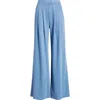Hue Wide Leg Pull-on Denim Pants In Blue