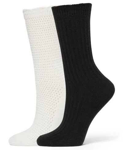 HUE WOMEN'S 2-PACK LATTICE CREW SOCKS