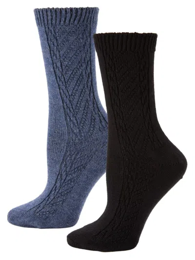 Hue Women's 2-pack Seed Stitch Boot Socks In Denim