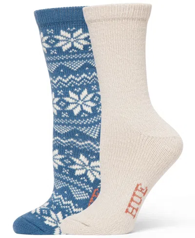 HUE WOMEN'S 2-PACK SNOWFLAKE CREW SOCKS
