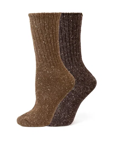 Hue Women's 2-pack Tweed Rib Boot Socks In Brown