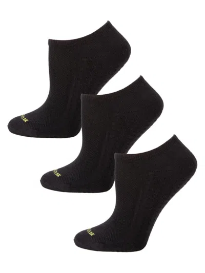 Hue Women's 3-pack Air Cushion No Show Socks In Black
