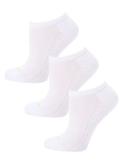 Hue Women's 3-pack Air Cushion No Show Socks In White