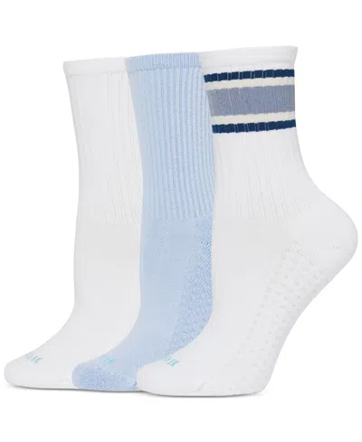 Hue Women's 3-pk. Air Cushion Sport Crew Socks U24404 In Blue Stripe