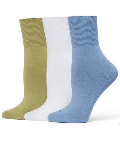 Hue Women's 3-pk. Bobby Ribbed-cuff Crew Socks U23317 In Blue