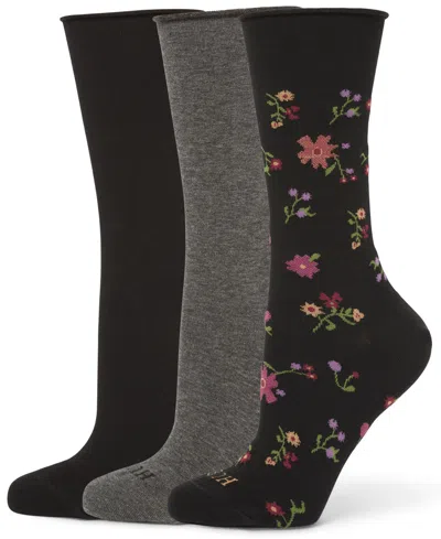 Hue Women's Roll Top Socks 3-pk. In Ditsy