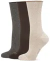 Hue Women's Roll Top Socks 3-pk. In Oatmeal,espresso,heather
