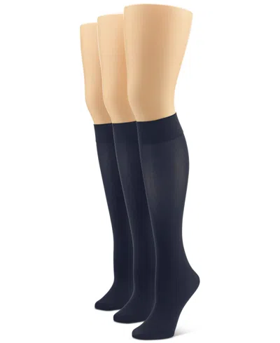 HUE WOMEN'S 3-PK. SOFT OPAQUE KNEE-HIGH SOCKS