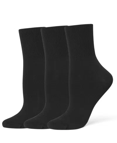 Hue Women's 3-pk. Bobby Ribbed-cuff Crew Socks U23317 In Black