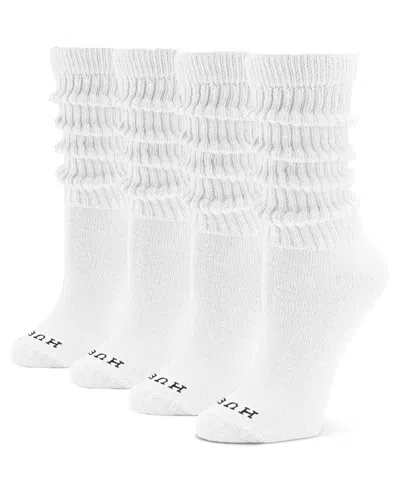 Hue Women's 4-pack Wide Ribbed Slouch Casual Socks In White