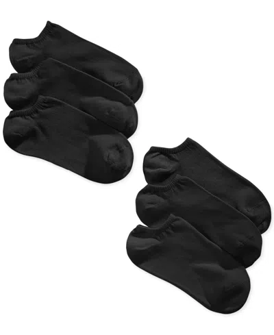 Hue Women's 6 Pack Cotton No Show Socks U6421 In Black