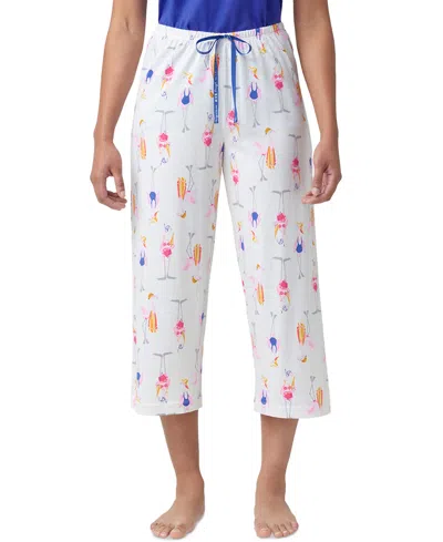 Hue Women's Beach Flamingos Printed Capri Pajama Pants In Egret
