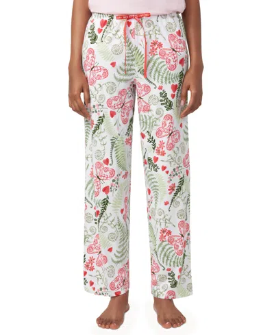 Hue Women's Butterferns Printed Drawstring Pajama Pants In Bright White