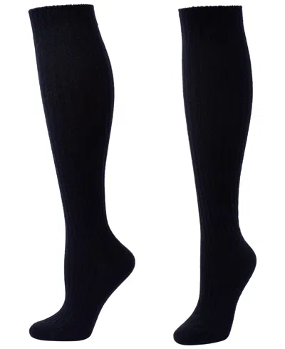 Hue Women's Cashmere-blend Ribbed Knee-high Socks In Black