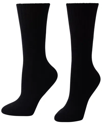 Hue Women's Cashmere-blend Ribbed-welt Crew Socks In Black
