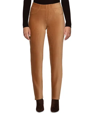 Hue Women's Classic Corduroy Pull-on Mid-rise Pants In Brown