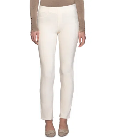 Hue Women's Classic Corduroy Pull-on Mid-rise Pants In White